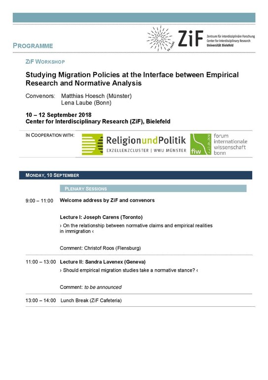 Programme Studying Migration Policies ZiF Sep 10_12.pdf Programme Studying Migration Policies ZiF Sep 10_12.pdf