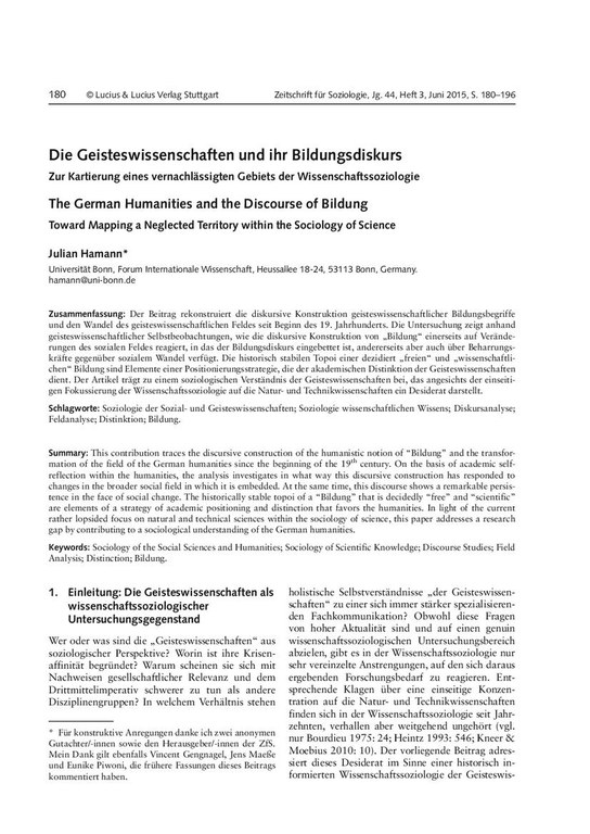Hamann. 2015. Die Geisteswissenschaften und ihr Bildungsdiskurs.pdf