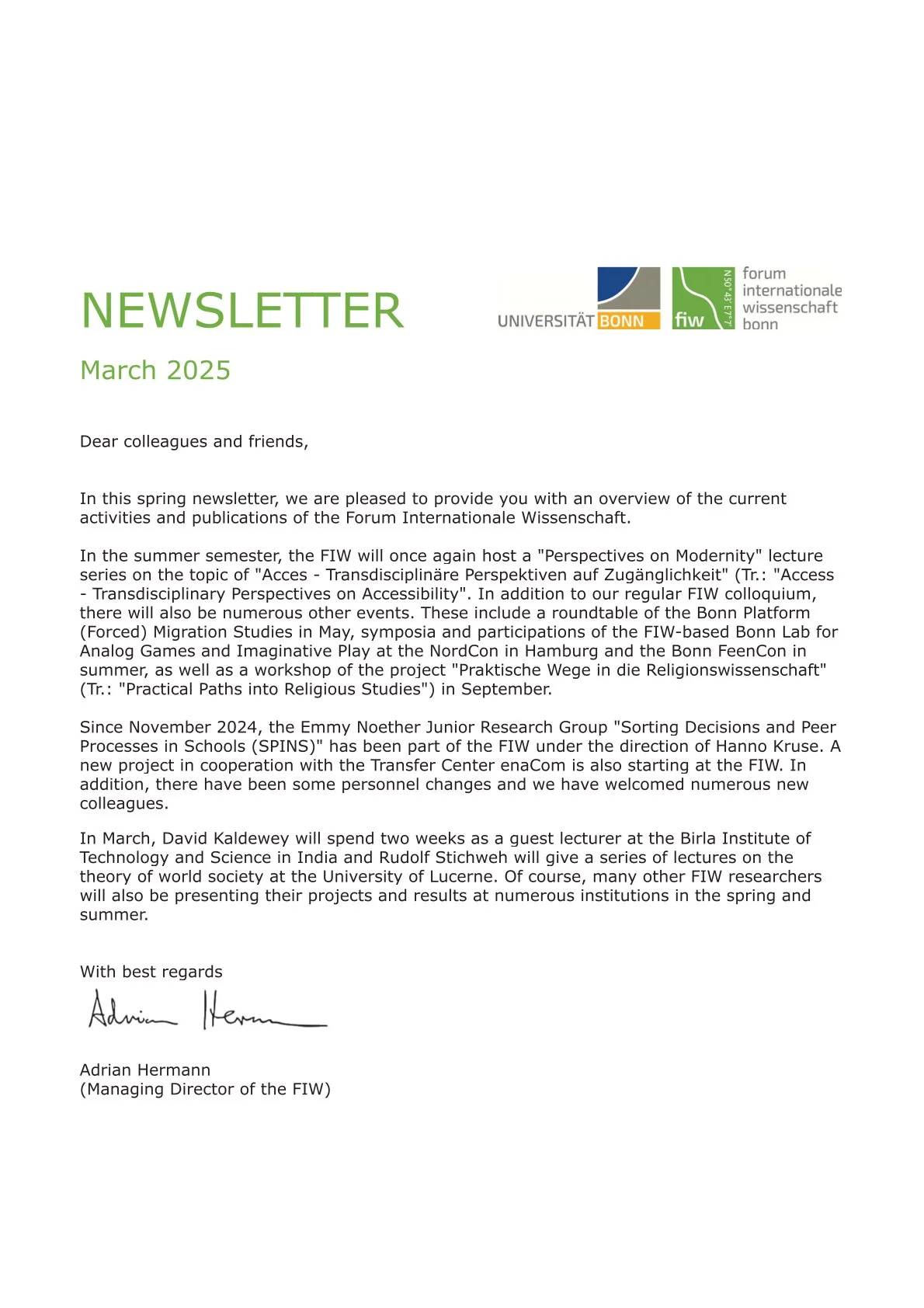 Newsletter March 2025
