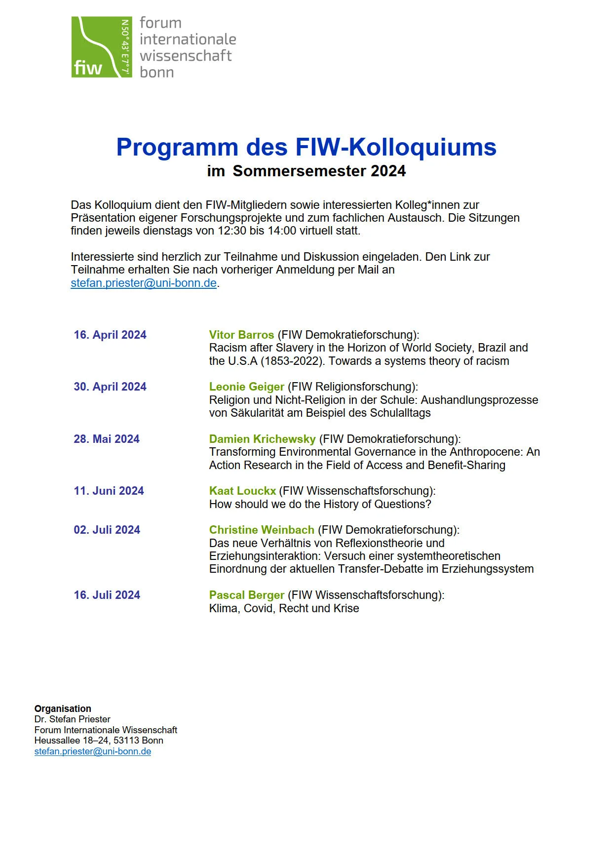 FIW Kolloquium SS24
